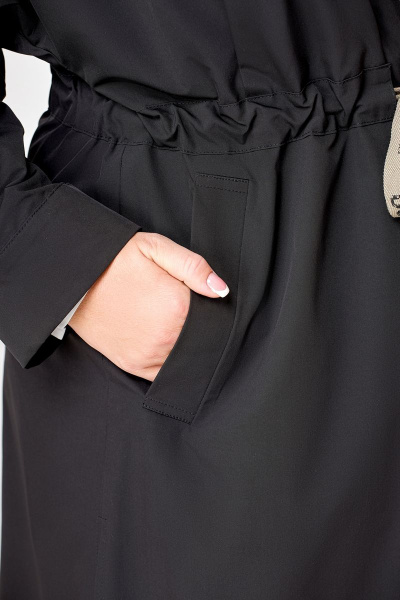 Черный демисезонный плащ-косюк с карманами и складками Swallow 575 черный - фото 6