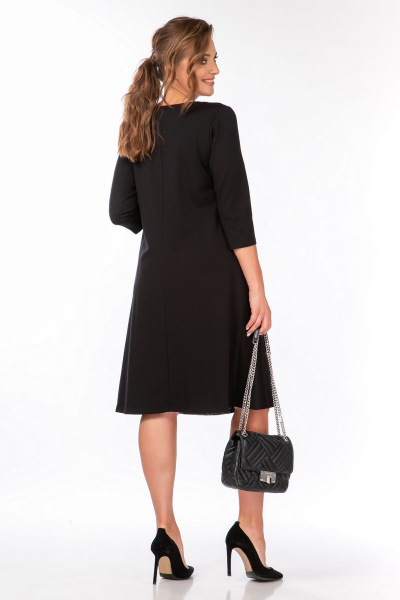 Платье трикотажное А-образного силуэта с разрезом Belinga 1205 черно-серый - фото 4