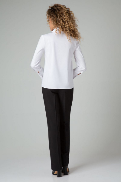 Белая асимметричная блузка-рубашка из хлопка на запах IVARI 420 белый - фото 7