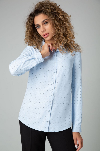 Рубашка прямого силуэта из хлопка с кокеткой IVARI 421 голубой_в_точку - фото 2