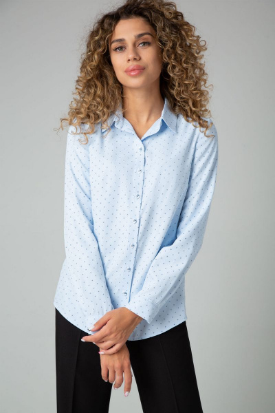 Рубашка прямого силуэта из хлопка с кокеткой IVARI 421 голубой_в_точку - фото 1