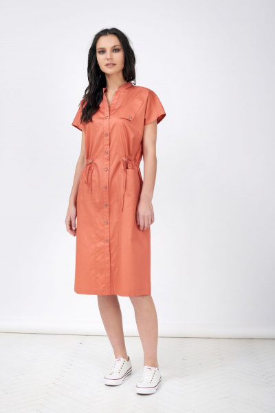 Платье полуприлегающего силуэта с открытыми плечами, летнее Motif 1283 оранж - фото 1