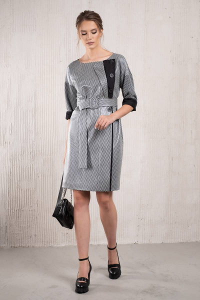 Элегантное платье из трикотажа и вискозы с поясом Avanti С-123-3 - фото 6