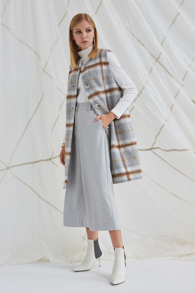 Жилет серый из пальтовой ткани с воротом демисезонный DAVYDOV 9097 - фото 5