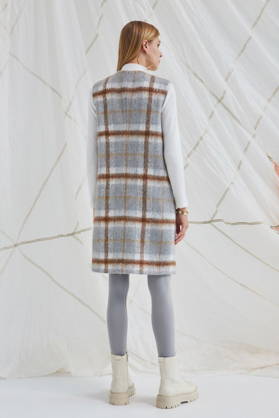 Жилет серый из пальтовой ткани с воротом демисезонный DAVYDOV 9097 - фото 4