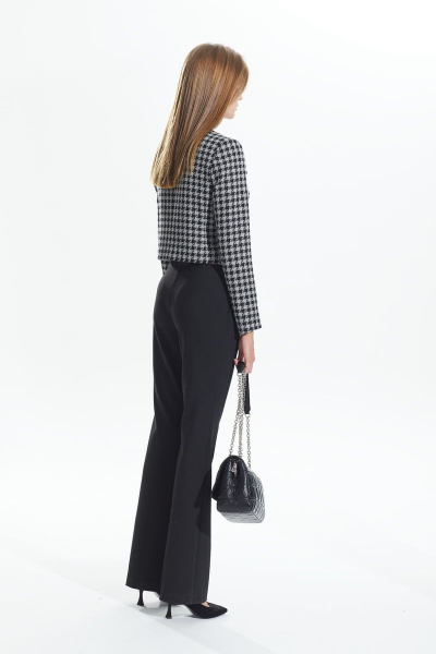 Двойной костюм жакет с брючным комплектом из шерсти и текстиля DAVA 127 черный+серый - фото 3