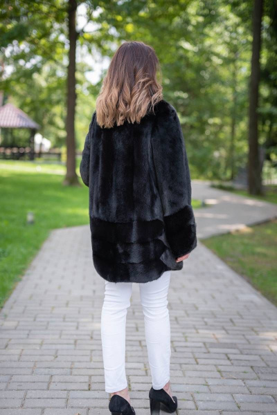 Полупальто из норки с воротником-стойкой и кулиской Мехофф Камелия80.223-120 темно-коричневый - фото 3