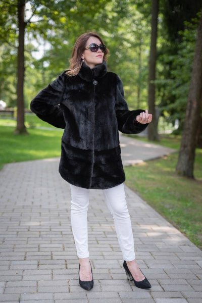 Полупальто из норки с воротником-стойкой и кулиской Мехофф Камелия80.223-120 темно-коричневый - фото 8