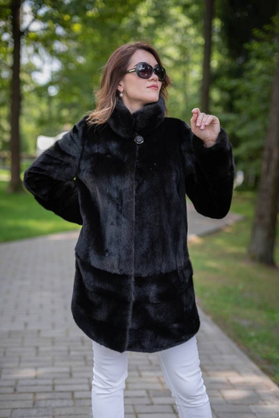 Полупальто из норки с воротником-стойкой и кулиской Мехофф Камелия80.223-120 темно-коричневый - фото 2