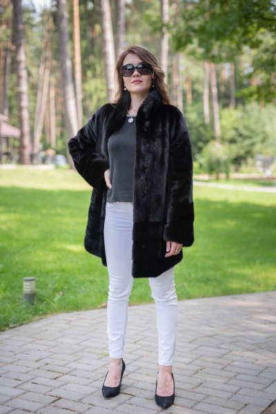 Полупальто из норки с воротником-стойкой и кулиской Мехофф Камелия80.223-120 темно-коричневый - фото 5