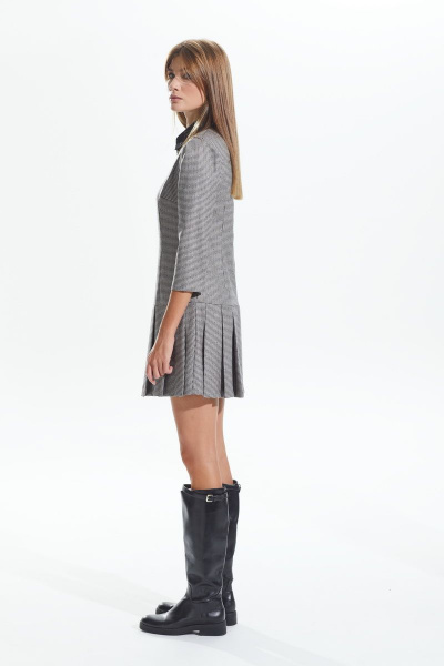 Платье деловое из текстиля с съемным воротником и брошью DAVA 119C - фото 5