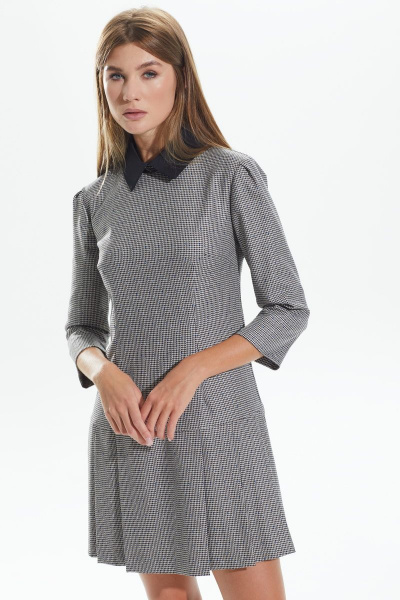 Платье деловое из текстиля с съемным воротником и брошью DAVA 119C - фото 4