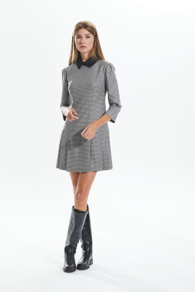 Платье деловое из текстиля с съемным воротником и брошью DAVA 119C - фото 1