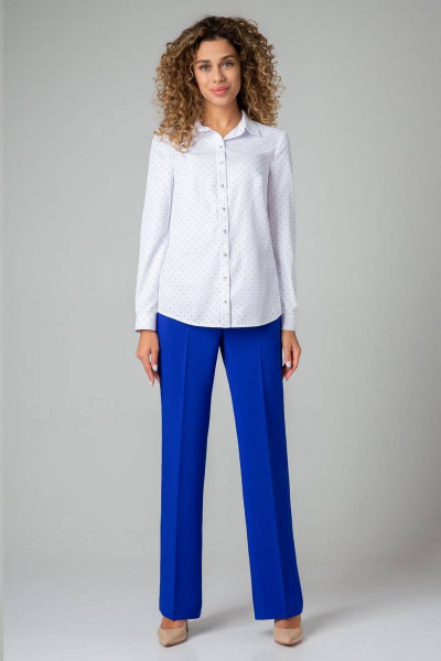 Брюки-палаццо на высокой посадке со стрелками IVARI 309 василек - фото 7