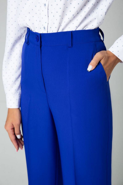 Брюки-палаццо на высокой посадке со стрелками IVARI 309 василек - фото 5