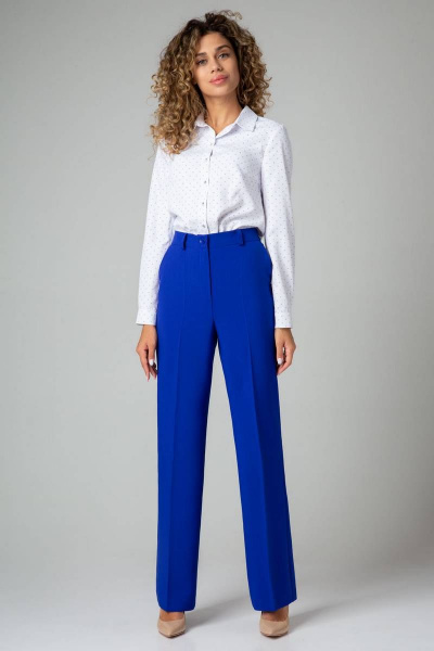 Брюки-палаццо на высокой посадке со стрелками IVARI 309 василек - фото 2