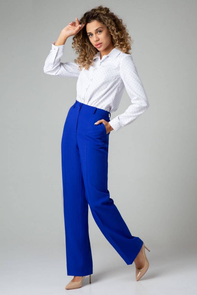 Рубашка прямая из хлопка с мелким рисунком IVARI 421 белый_в_точку - фото 3