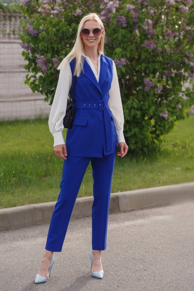 Демисезонный жилет на каждый день синий текстиль Achosa 1102 электрик - фото 1