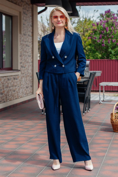 Классический костюм 2-ка с блейзером и брюками в стиле делового лука MadameRita 5169 - фото 6