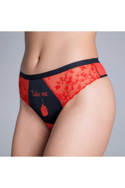 Трусы-стринг из эластичного кружева и сетки Verally S007-1 помада - фото 3