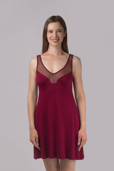 красный домашний пеньюар из вискозы и трикотажа Verally 386М-1 бургунд - фото 1