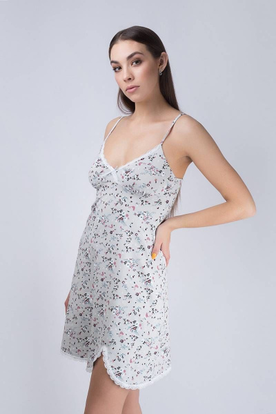 синяя домашняя трикотажная сорочка мультиколор Verally 325-4 весна - фото 3