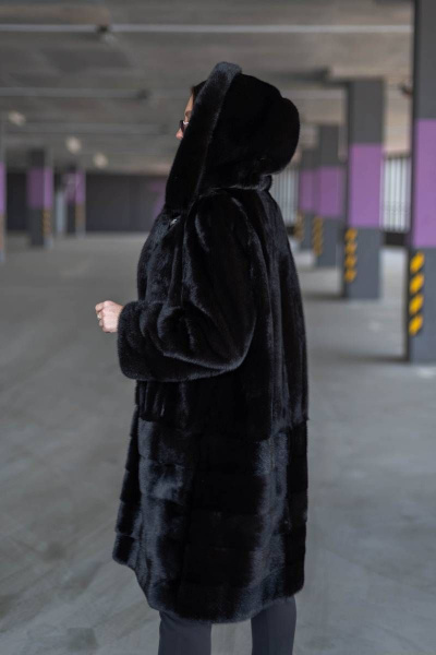 Пальто из меха норки под пояс с капюшоном и карманами Мехофф Виола105.223-521 темно-коричневый - фото 6