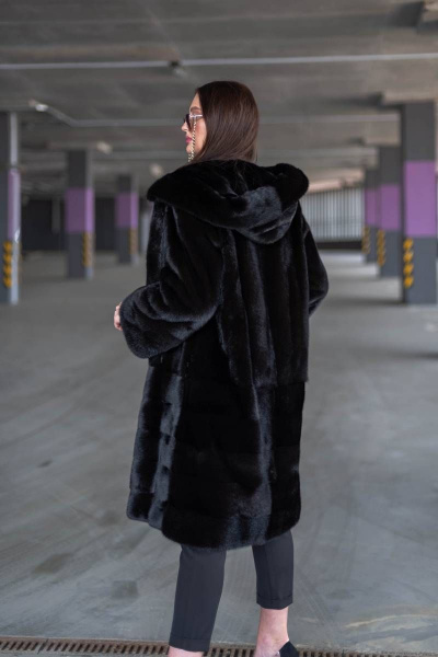 Пальто из меха норки под пояс с капюшоном и карманами Мехофф Виола105.223-521 темно-коричневый - фото 5