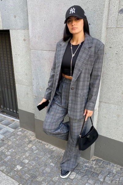 Брюки, жакет ENZA 920 серый_клетка - фото 4