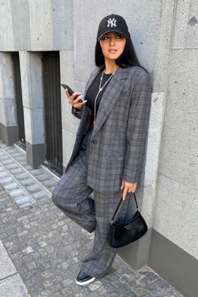 Брюки, жакет ENZA 920 серый_клетка - фото 3