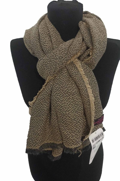 Шаль букле кэмел 75х180 см с блестящей полоской для повседневного образа TrendCorner 9-16-28-239 1484 - фото 1