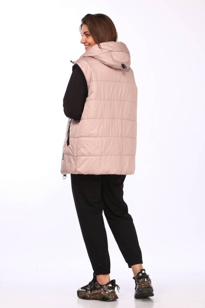 Спортивный тройка: жилет, джемпер и брюки с утеплителем Lady Secret 2858 пудра+черный - фото 2