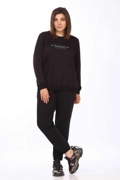 Спортивный тройка: жилет, джемпер и брюки с утеплителем Lady Secret 2858 пудра+черный - фото 8