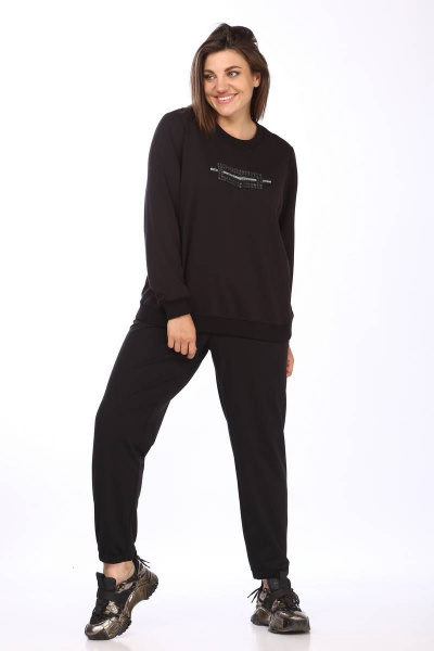 Спортивный тройка: жилет, джемпер и брюки с утеплителем Lady Secret 2858 пудра+черный - фото 5