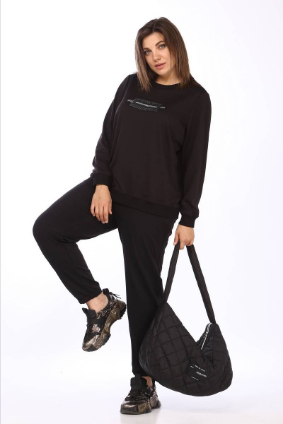 Спортивный тройка: жилет, джемпер и брюки с утеплителем Lady Secret 2858 пудра+черный - фото 7