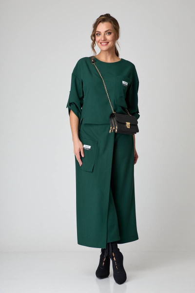 Блуза, кюлоты Taita plus 2131/22 темная_зелень - фото 6