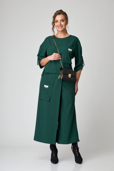 Блуза, кюлоты Taita plus 2131/22 темная_зелень - фото 5