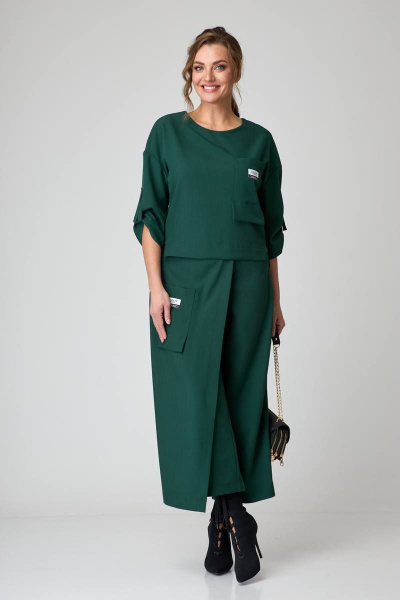 Блуза, кюлоты Taita plus 2131/22 темная_зелень - фото 3