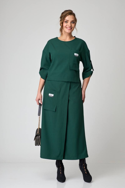 Блуза, кюлоты Taita plus 2131/22 темная_зелень - фото 2