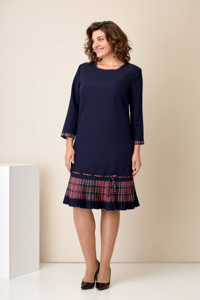 Платье Moda Versal П2233 т.синий+бордо - фото 2