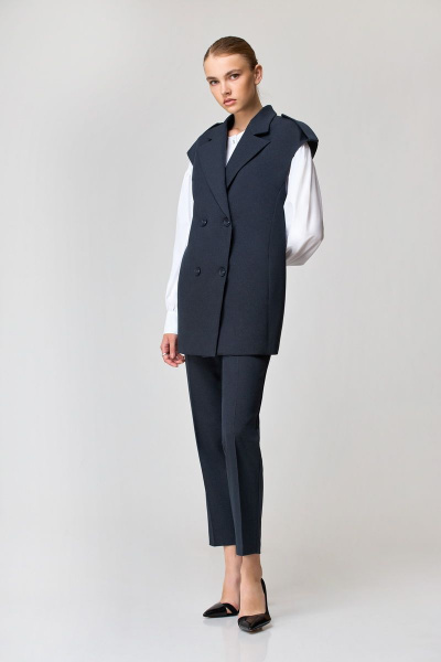 Деловой комплект: жилет, брюки и блуза из текстиля Орхидея 1196 - фото 3