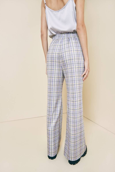 Клешные брюки в клетку из вискозы с эластичным поясом Art Ribbon M3762B - фото 3