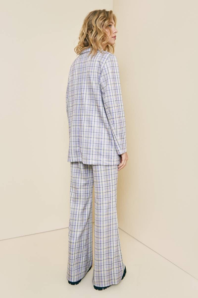 Клешные брюки в клетку из вискозы с эластичным поясом Art Ribbon M3762B - фото 5
