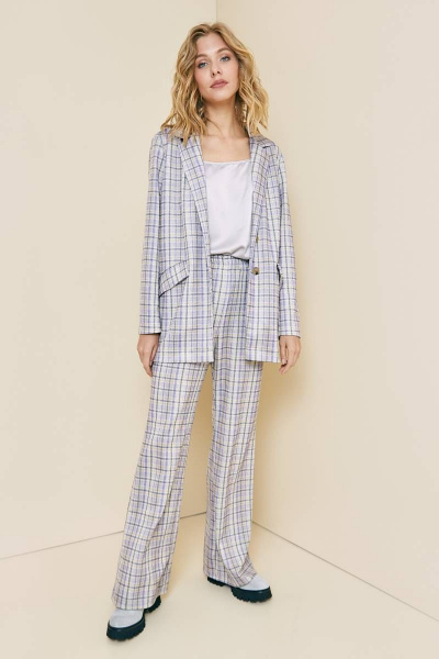 Клешные брюки в клетку из вискозы с эластичным поясом Art Ribbon M3762B - фото 1
