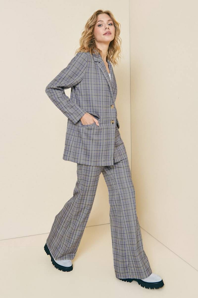 Клешные брюки в клетку из вискозы с эластичным поясом Art Ribbon M3790B - фото 4