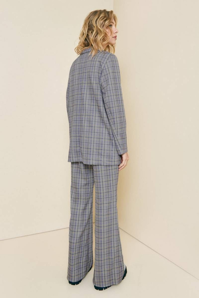 Клешные брюки в клетку из вискозы с эластичным поясом Art Ribbon M3790B - фото 3