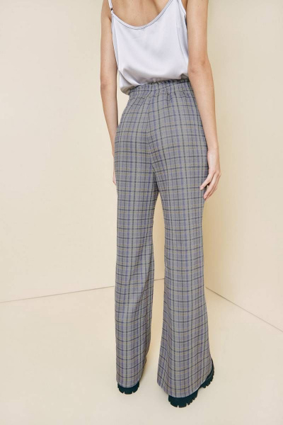 Клешные брюки в клетку из вискозы с эластичным поясом Art Ribbon M3790B - фото 2