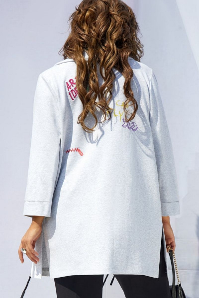 Брюки, кардиган Vittoria Queen 16793 светло-серый+черный - фото 4