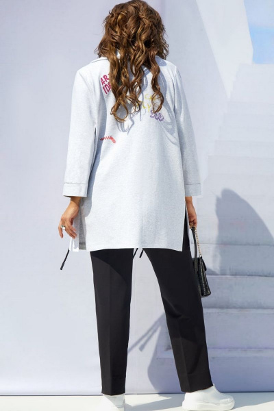 Брюки, кардиган Vittoria Queen 16793 светло-серый+черный - фото 2