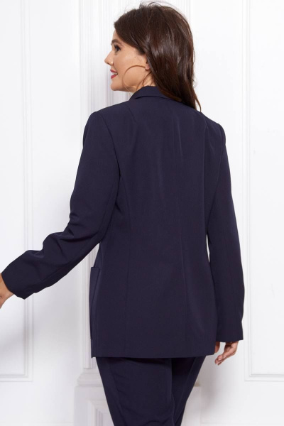 Демисезонное женское платье из текстиля с контрастным декором ANASTASIA MAK 603 синий - фото 5